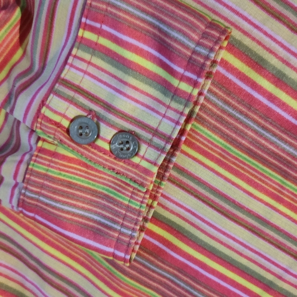 Vintage Calvin Klein top. Size M, deep pink, yellow and lime green stripe. - Picture 5 of 6